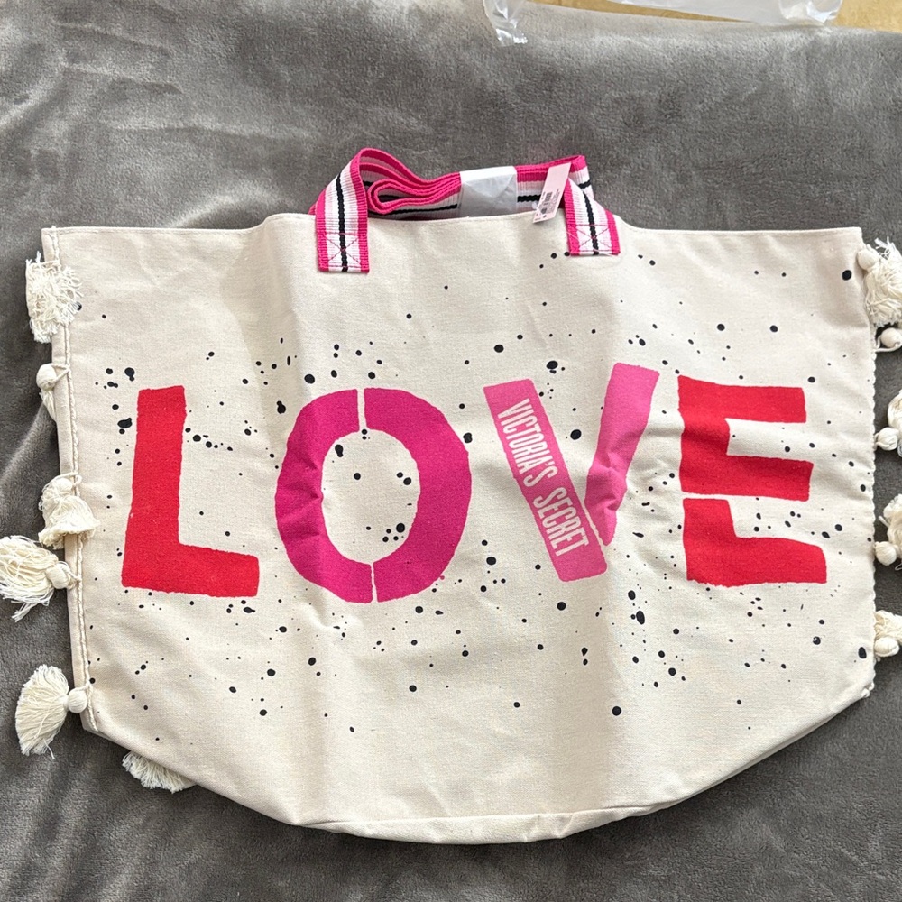 Victoria's Secret Pink and Red LOVE Weekender Tote Bag